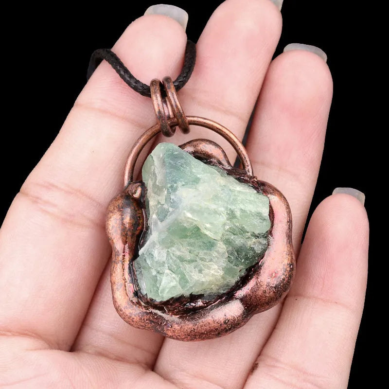 Elegant Vintage Style Geometric natural stone rope Copper Natural Stone Crystal February Birthstone Amethyst cable chain box chain Pendant Necklace In Bulk