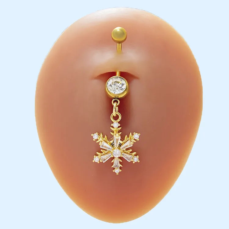 elegant cute classic style animal butterfly snowflake stainless steel alloy rhinestone inlay zircon white gold plated belly ring