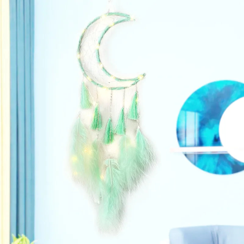 Simple Style Moon Feather Iron Dreamcatcher Wall Art