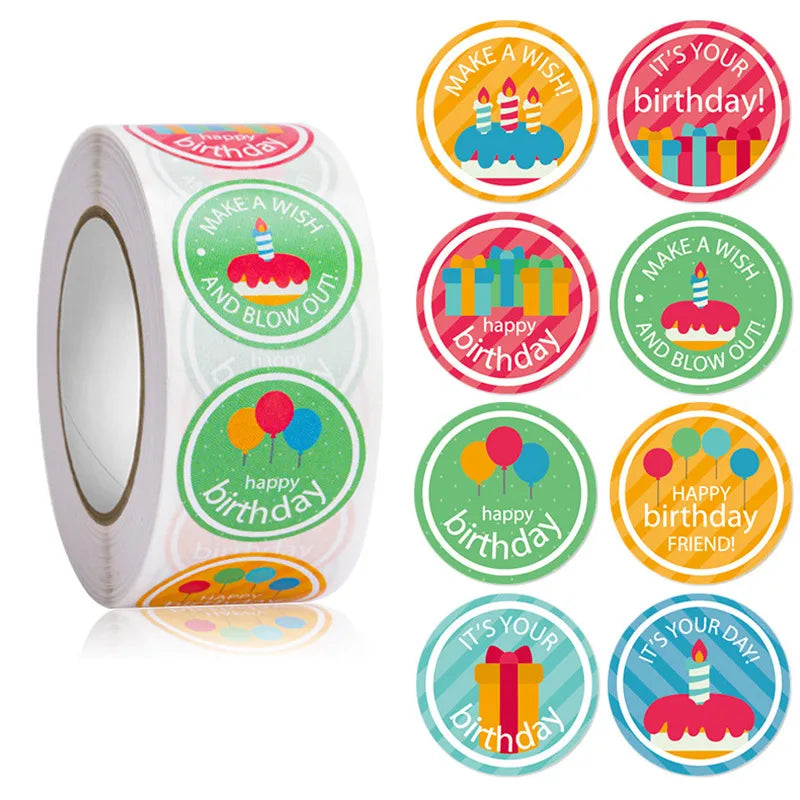 cartoon cute happy birthday cake stickers