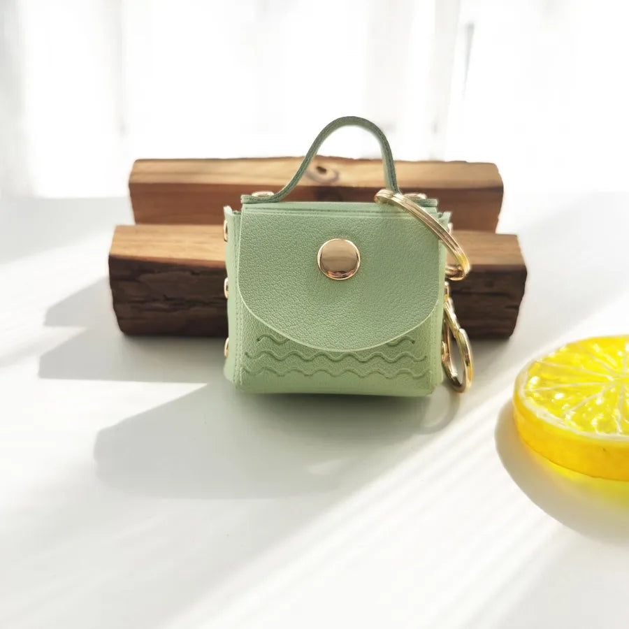 Simple Style Solid Color Pu Leather Women's Keychain