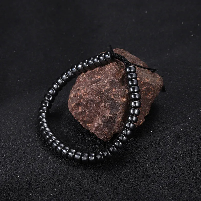Streetwear Geometric black gallstone Unisex Drawstring Bracelets Men Beaded Bracelets