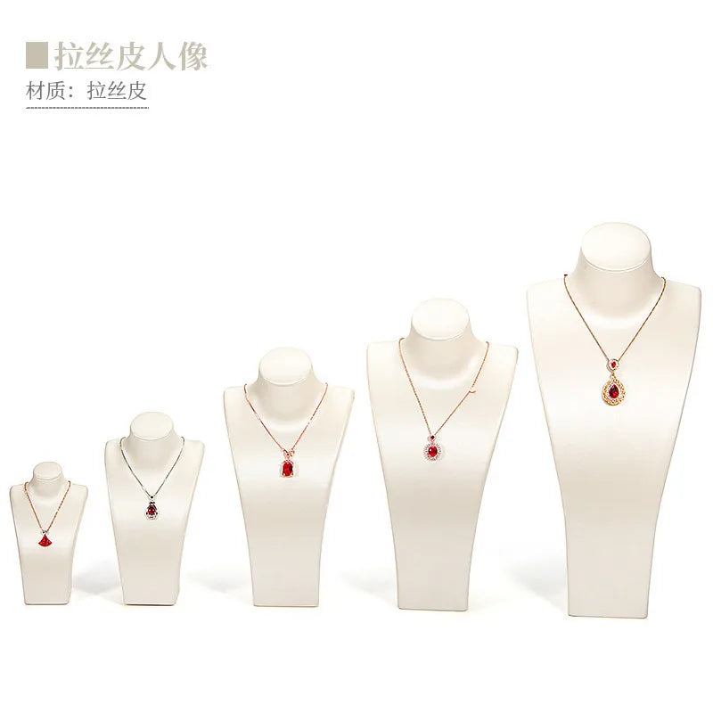 L-Shape Portrait Jewelry Necklace Display Stand Model Prop Matte Leather Pendant Window Counter Display Props
