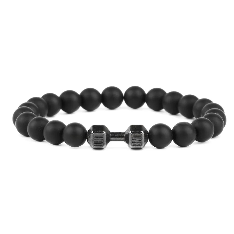 Casual Vintage Style Classic Style Round Polyester Lava Rock Beaded Men's Bracelets