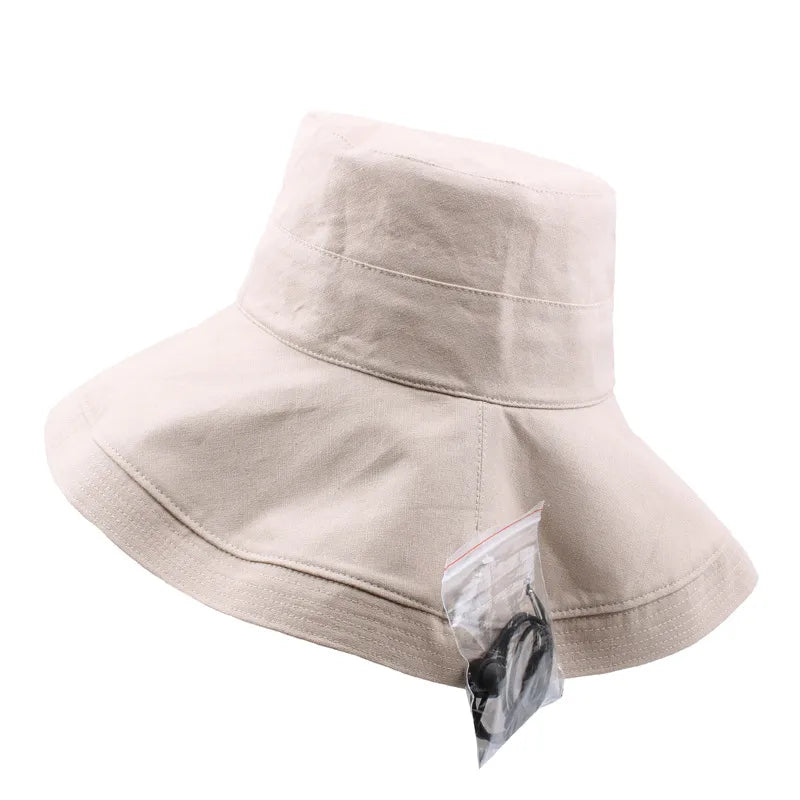 Women's Basic Solid Color Big Eaves Bucket Hat