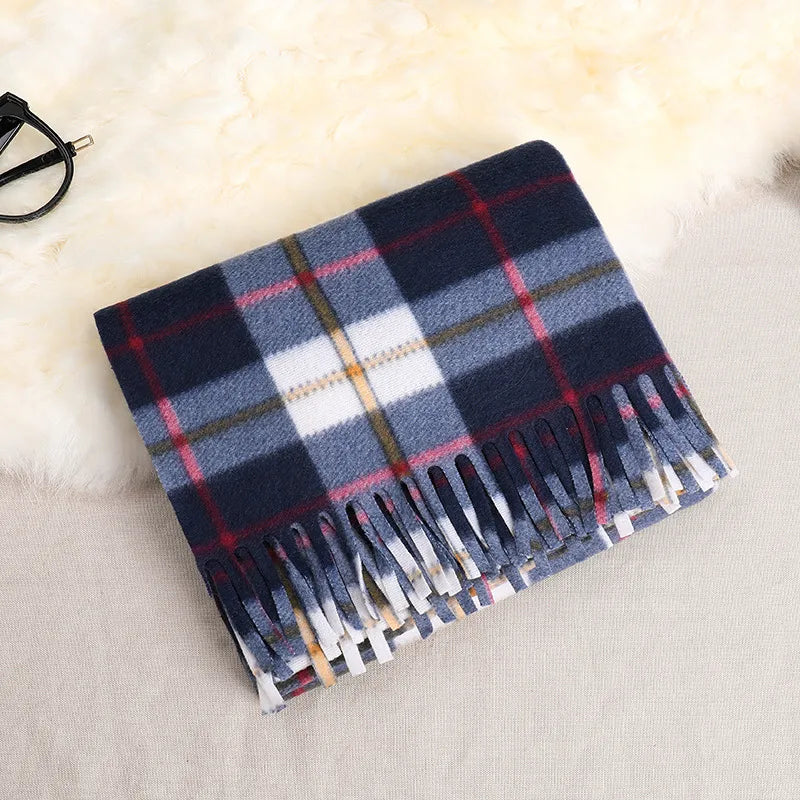 women's fashion plaid double-sided velvet tassel winter scarves