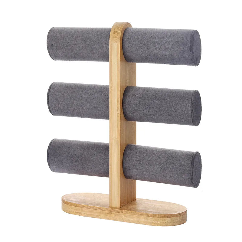 simple style geometric bamboo flannel patchwork jewelry display