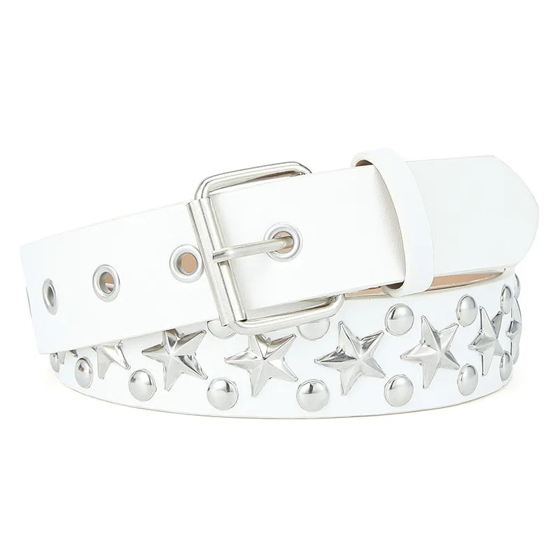 IG Style Punk Star Pu Leather Iron Women's Leather Belts