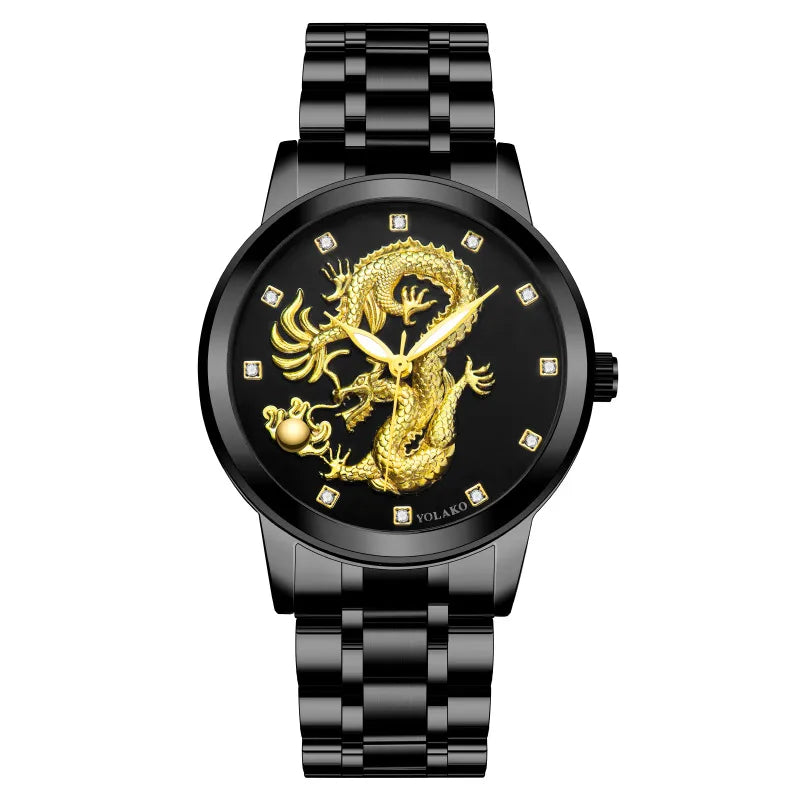 fashion dragon single folding buckle quartz men's watches