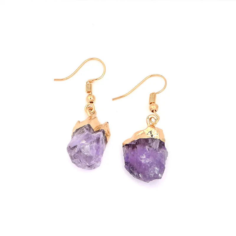 1 pair lady vacation water droplets natural stone copper drop earrings