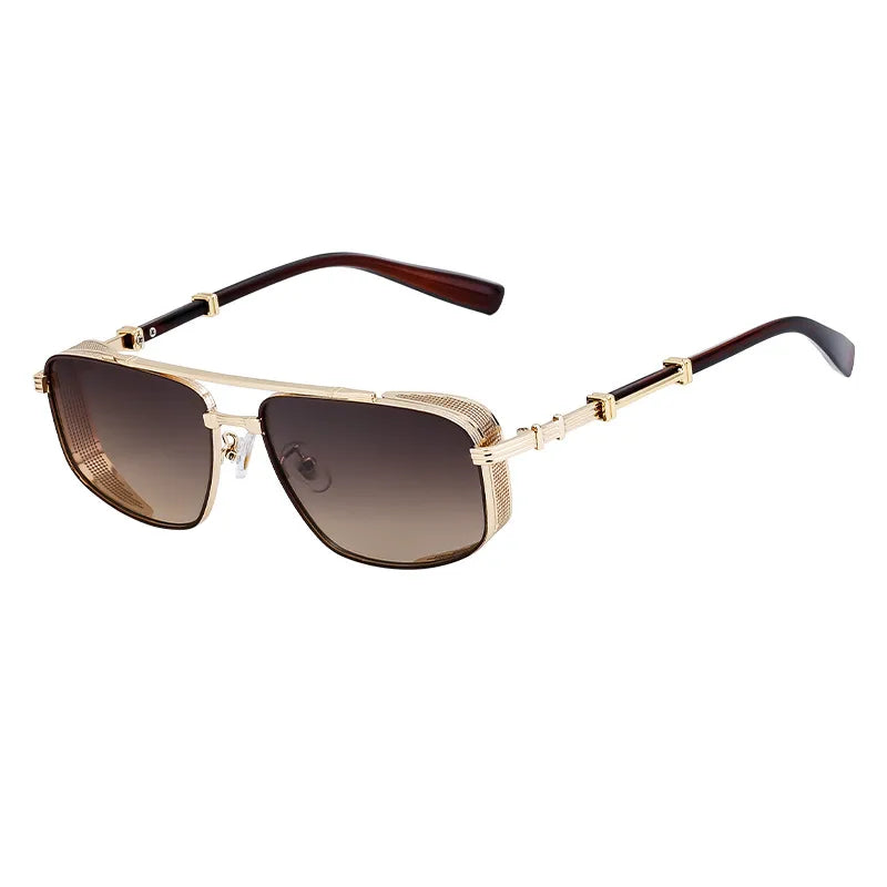 Vacation Simple Style Color Block Pc Gradient Tinted Lenses Square Full Frame Men's Sunglasses