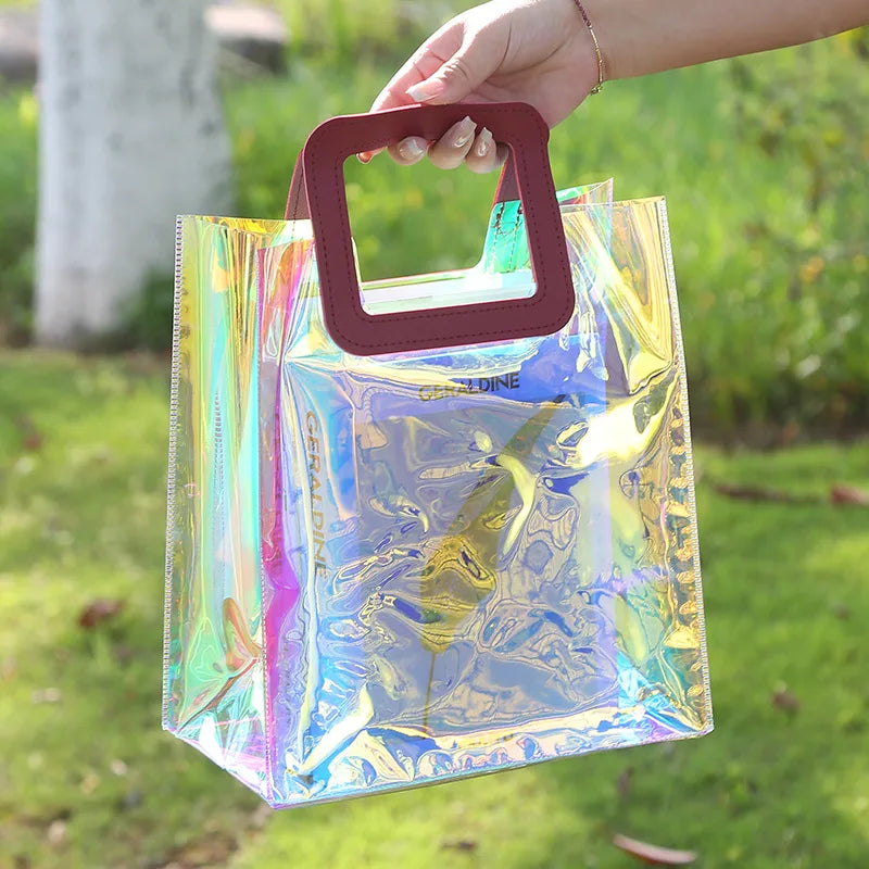 Women's PVC Geometric Vacation Square Open Handbag