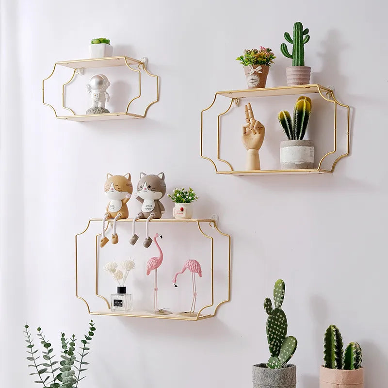 Nordic Style Cover Three-Wall Storage Rack Living Room Dining Room Wall Decoration Rack Wall Home Wall Hanging Bathroom Storage Rack