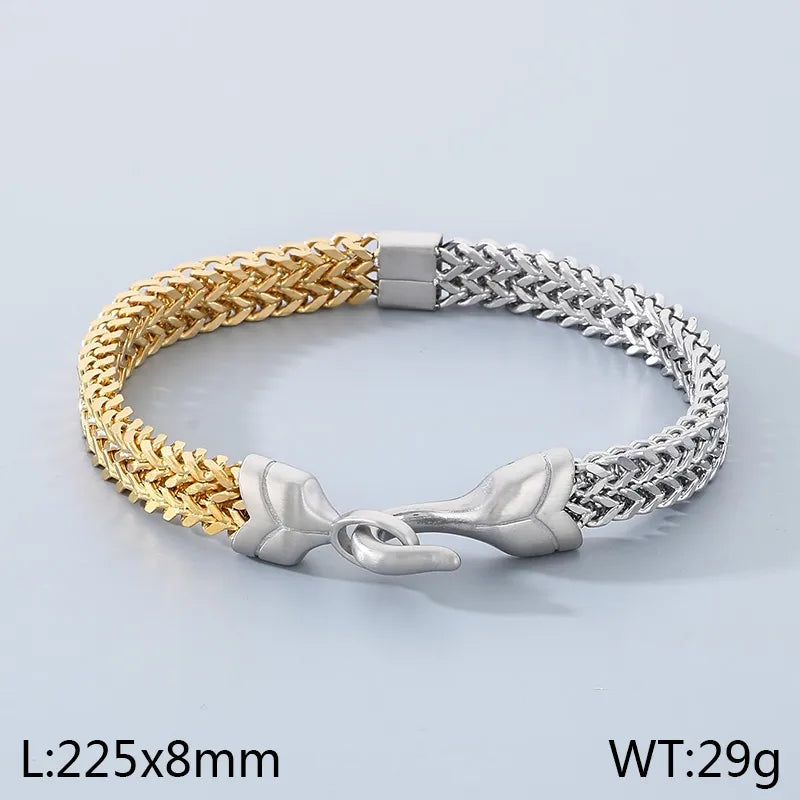 Personalized Trendy Double-Layer Color Matching Keel Woven Chain Titanium Steel Men's Bracelet