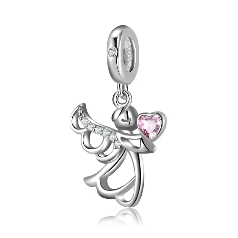 1 Piece 925 Sterling Silver Angel Heart Shape Pendant DIY Jewelry Accessories