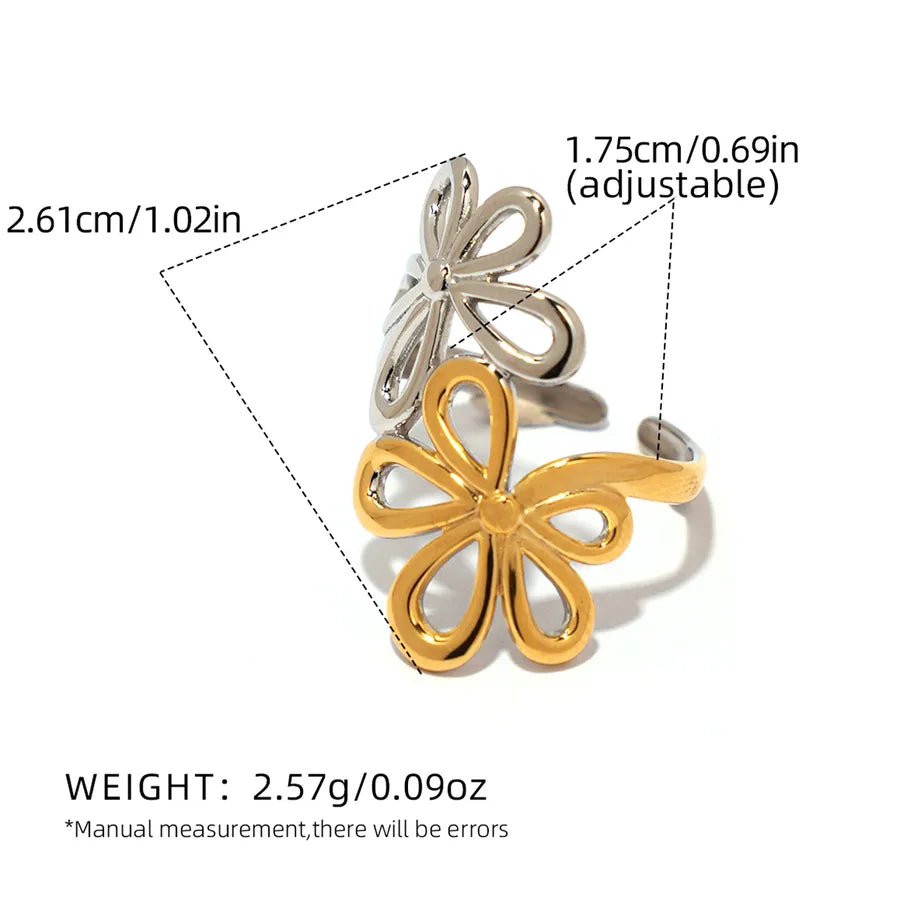 Wholesale Jewelry IG Style Casual Simple Style Flower 304 Stainless Steel 18K Gold Plated Open Rings