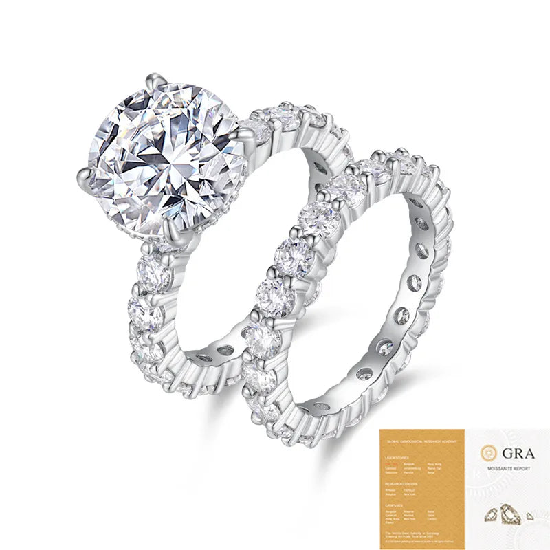 Moissanite 925 Sterling Silver Rings GRA Certificate Geometric Rings