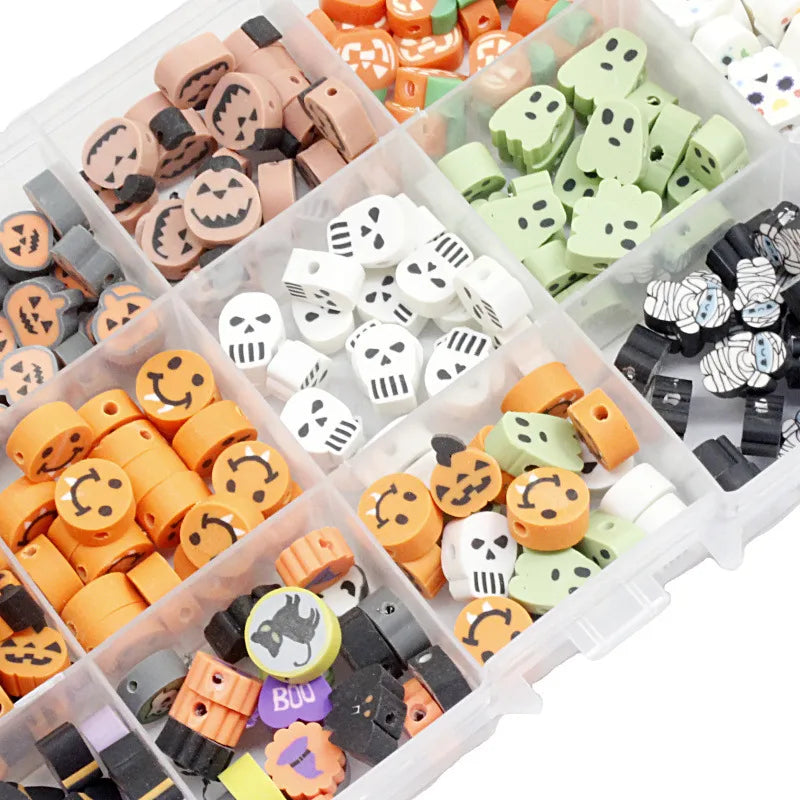 Halloween Style Colorful Punch Soft Clay Slices Witch Pumpkin Ghost Handmade Diy Soft Clay Kit Pumpkin Skull Design Features