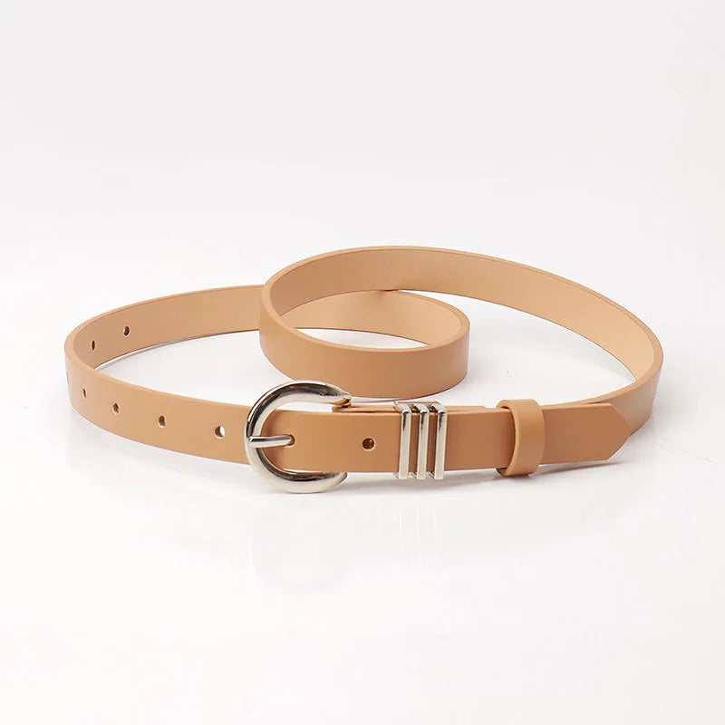 Simple Style Solid Color Pu Leather Alloy Women's Leather Belts