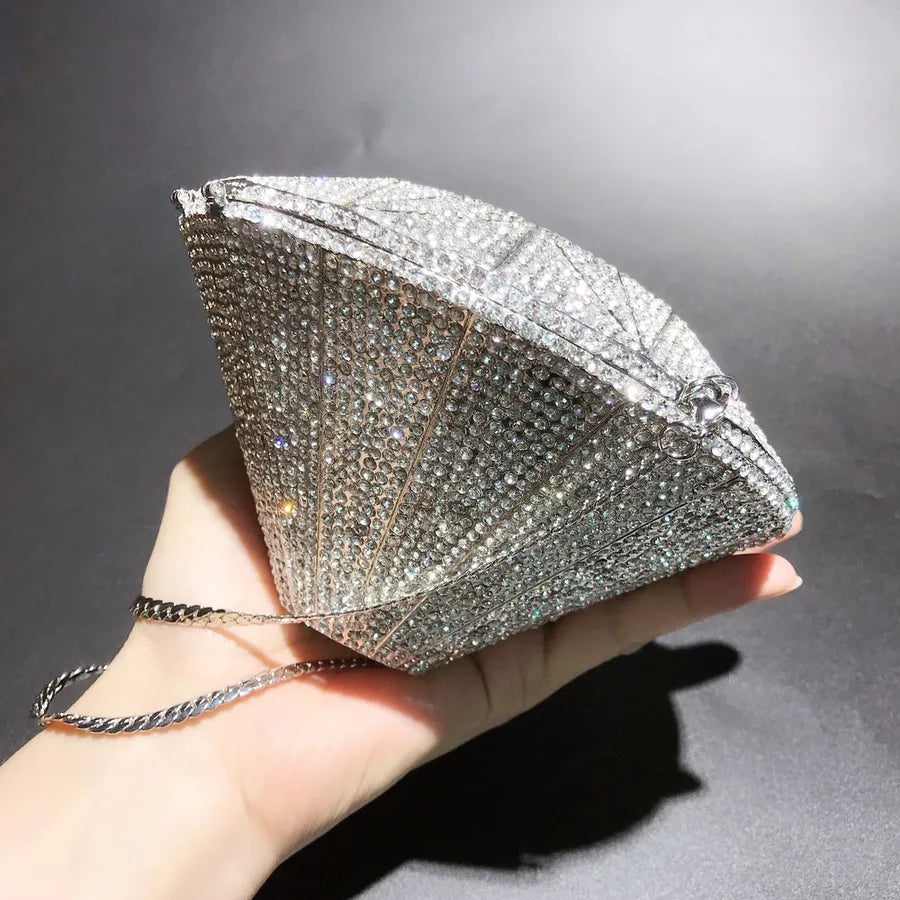 Gold Silver Alloy Rhinestone Metal Diamonds Diamond Shape Evening Bags