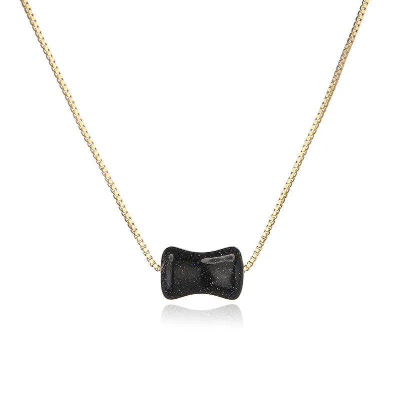 Wholesale Jewelry Retro Classic Style Geometric natural stone Green Aventurine Copper Pendant Necklace