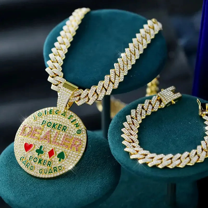 New Geometric round Letter Full Diamond Pendant Creative Exaggerating Alloy Full Diamond Hip Hop Pendant Wholesale