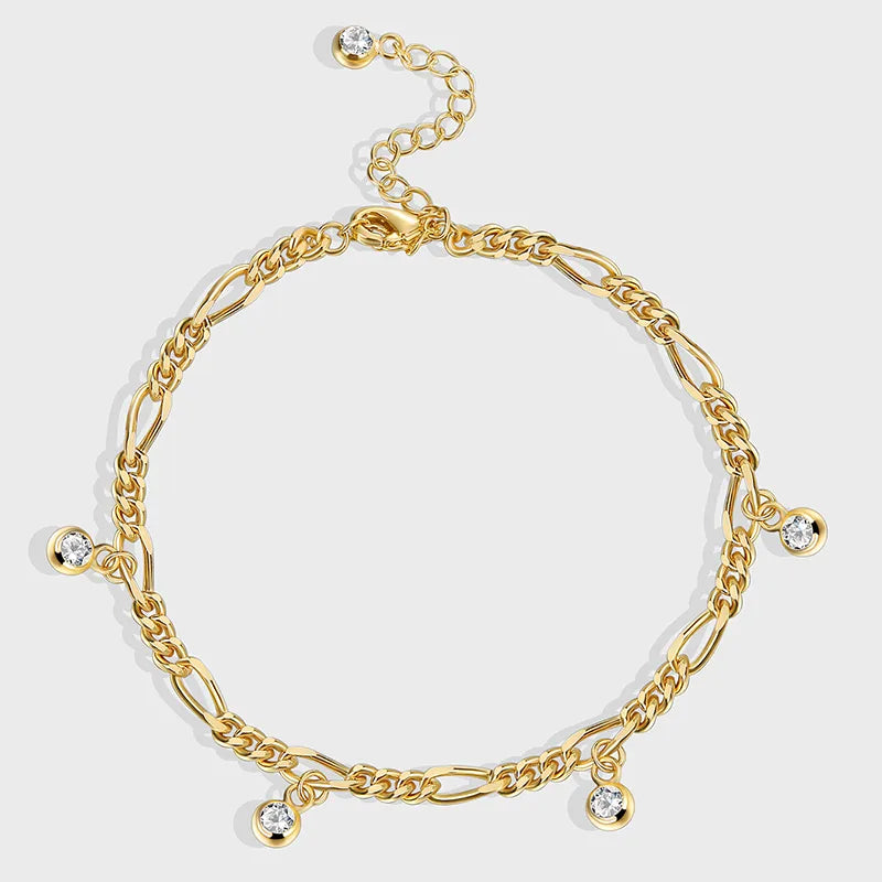 Wholesale Jewelry Artistic Solid Color Copper Zircon Inlay Anklet
