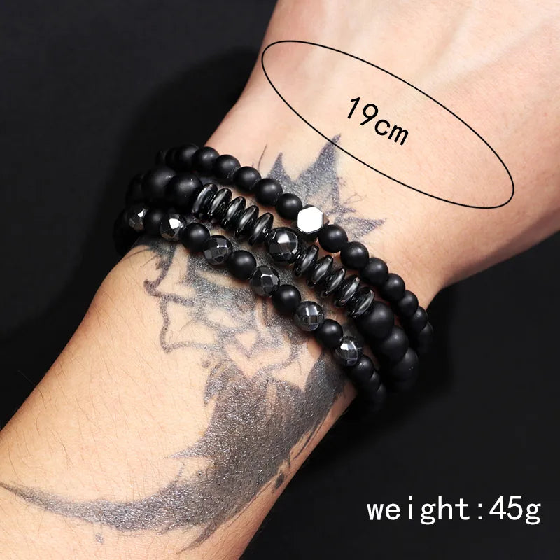 hip-hop cross natural stone beaded men's bracelets
