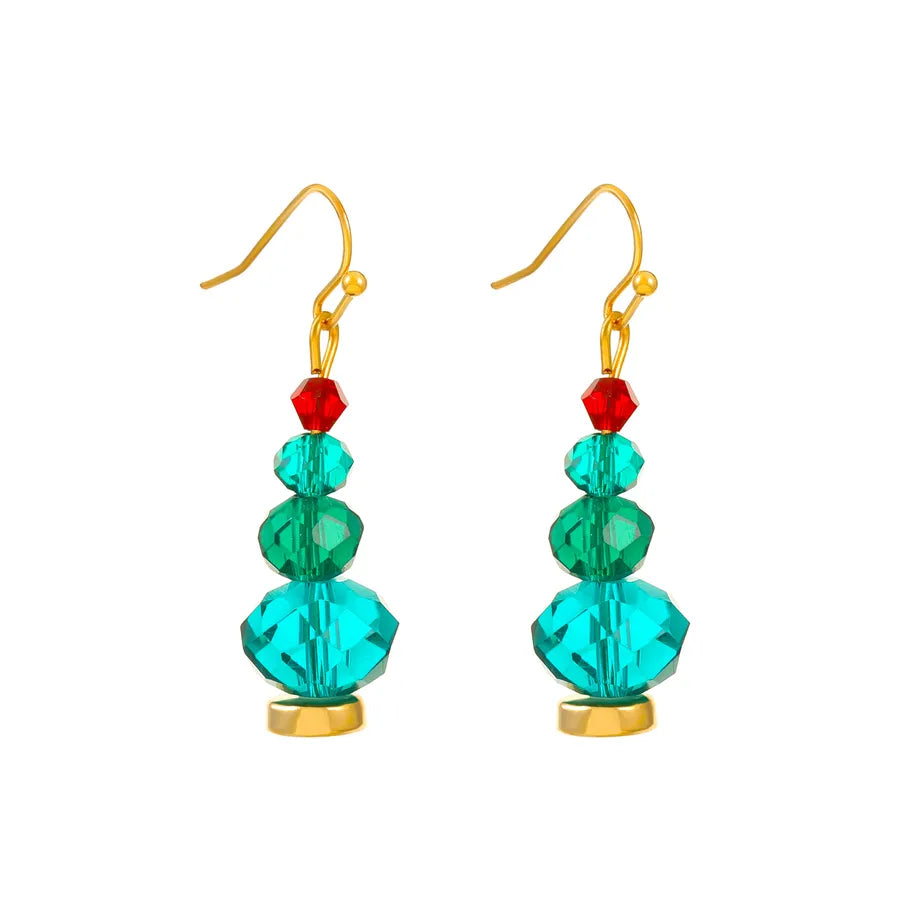 fashion christmas tree alloy enamel inlay artificial gemstones women's drop earrings 1 pair