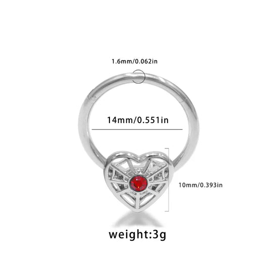 1 Piece Nipple Rings & Studs Hip-Hop Rock Heart Shape 316L Stainless Steel Copper Plating Acrylic Rhinestones White Gold Plated