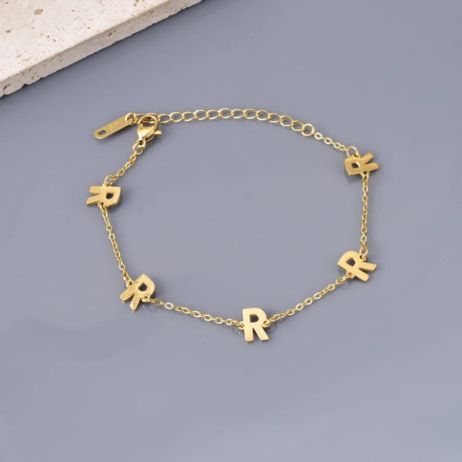 Wholesale Jewelry Cute Queen Ethnic Style Letter 304 Stainless Steel 18K Gold Plated Plating Anklet