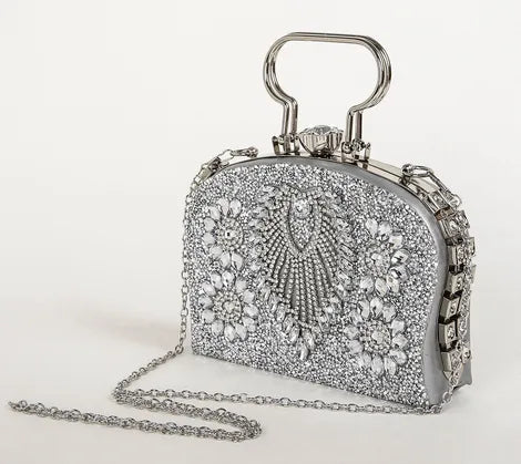 Green Alloy Geometric Square Evening Bags