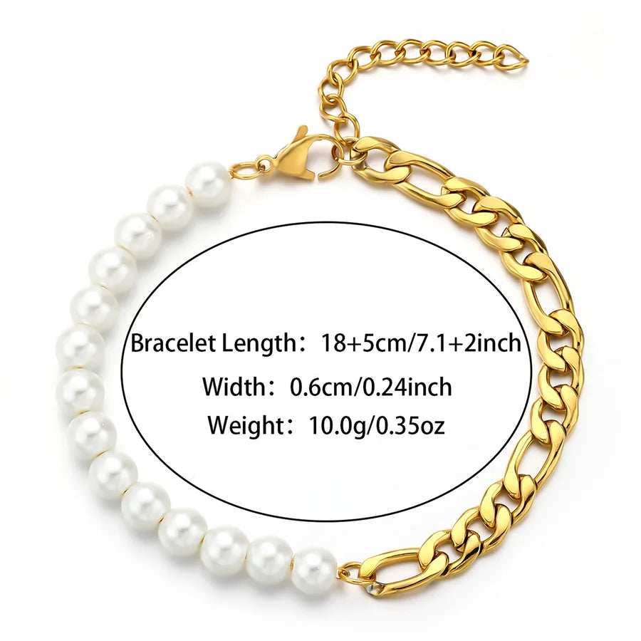 IG Style Round 304 Stainless Steel 18K Gold Plated figaro chain Bracelets In Bulk