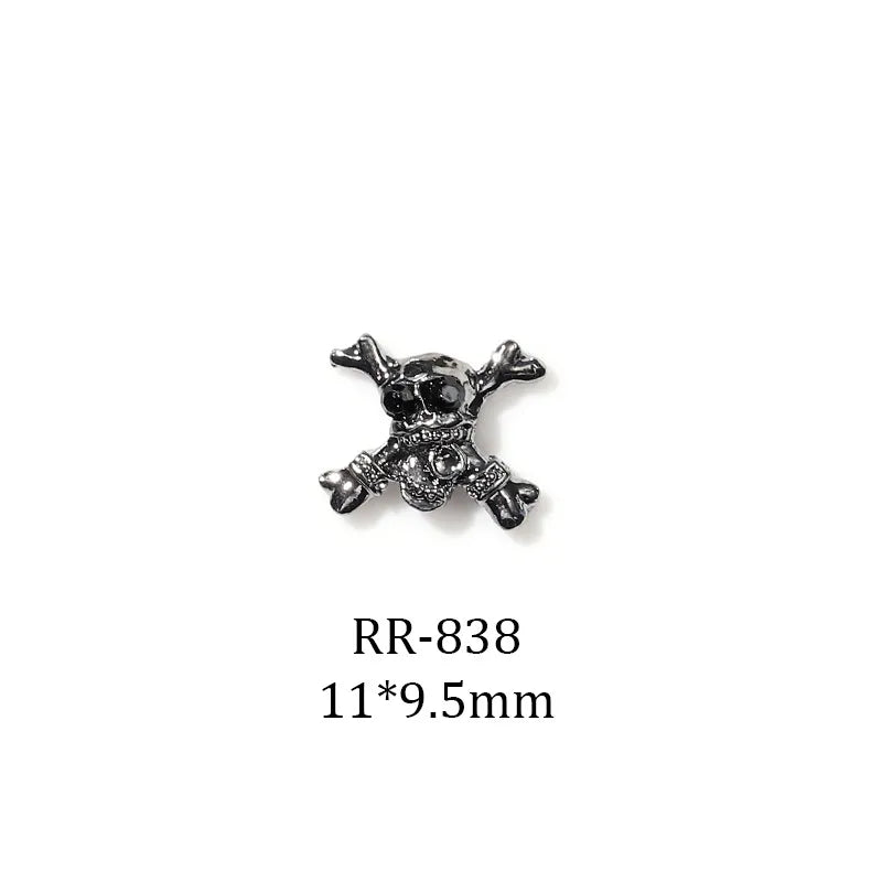 Halloween Dark Series Nail Ornament Three-Dimensional Diamond-Inlaid Cross Love Alloy Nail Accessories Wholesale