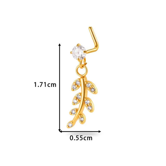 1 Piece Nose Rings & Studs Simple Style Classic Style Flower Copper Flowers Zircon Nose Rings & Studs