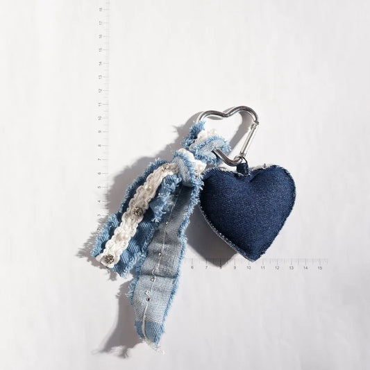 Original Design DIY Denim Star Car Bookbag Pendant Spring Buckle Bag Hanging Decoration Modern Art Plush Material Unisex Gift