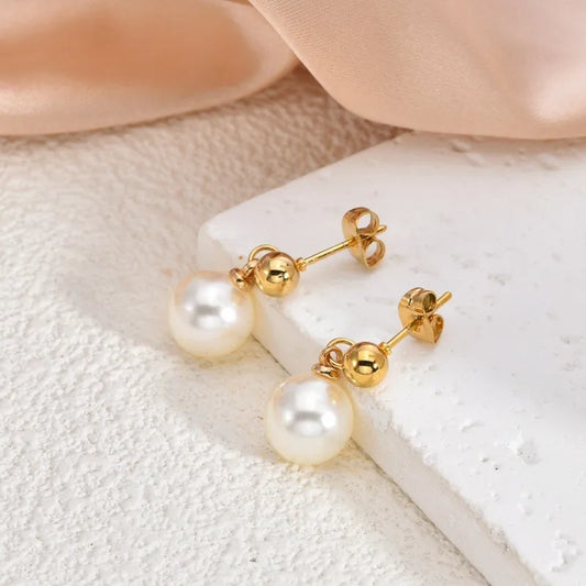 1 Pair Casual Elegant Cute Geometric Round Conch 304 Stainless Steel Imitation Gold Ear Studs