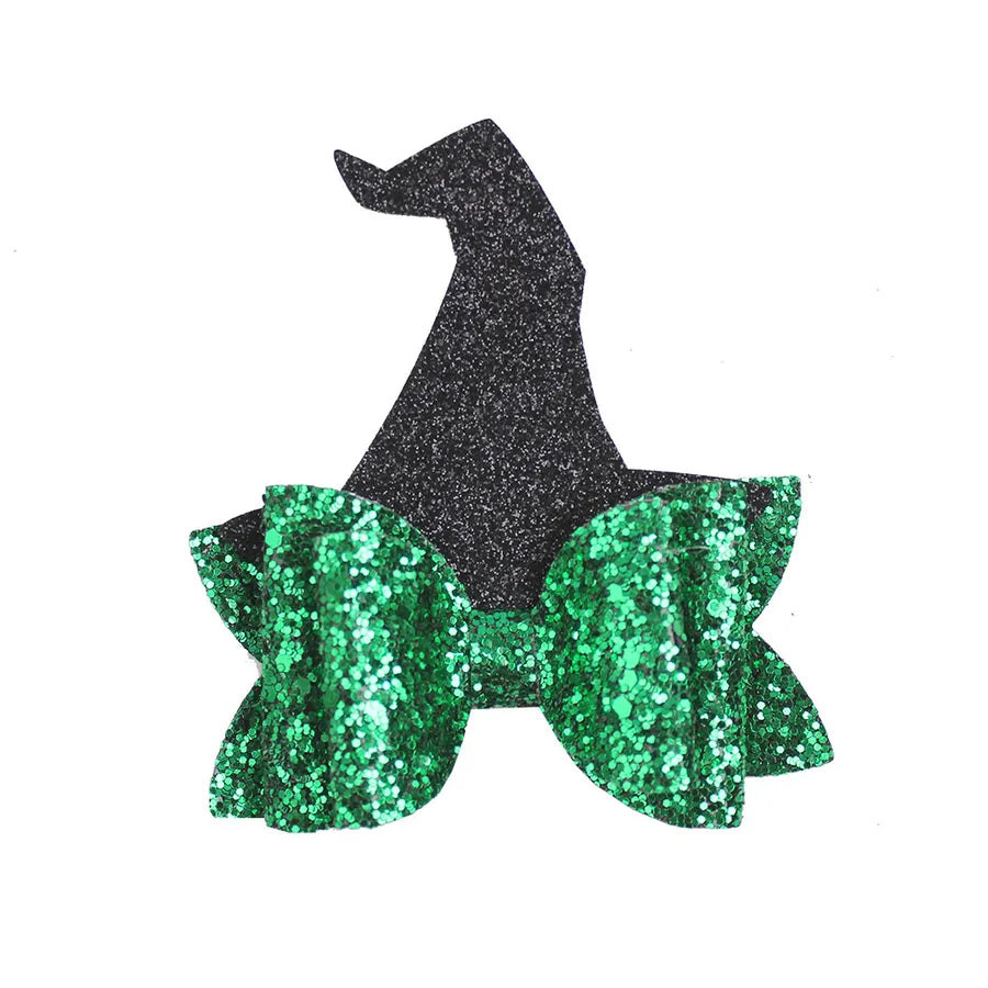 New Product Wicked Witch Hairpin Pink Green Glitter Bow Wicked Witch Accessories