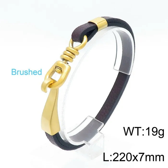 Simple Style Geometric Color Block Titanium Steel Plating 18K Gold Plated Men's Bracelets