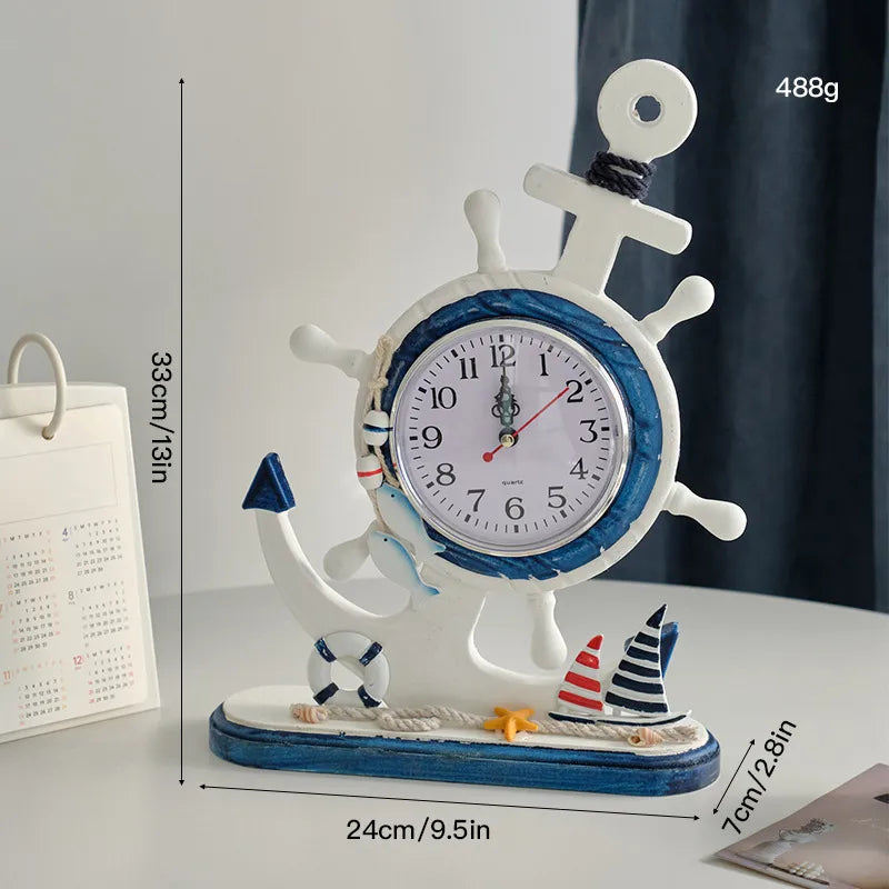 Navy Style Marine Style Anchor Clock Wood Ornaments Clock Artificial Decorations