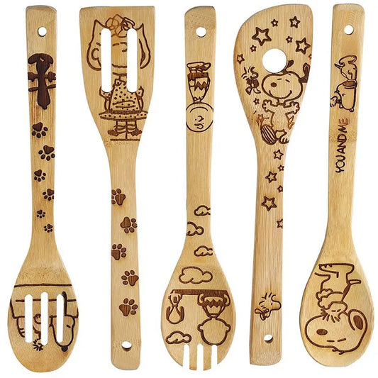 Simple Style Animal Letter Bamboo Shovel kit 5 Pieces Set