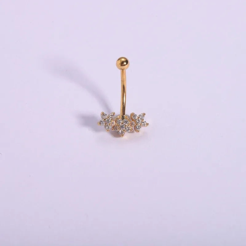 1 Piece Ear Cartilage Rings & Studs Casual Hip-Hop Punk Heart Shape Butterfly 316L Stainless Steel Polishing Plating Zircon 18K Gold Plated Eyebrow Studs Ear Cartilage Rings & Studs Belly Rings