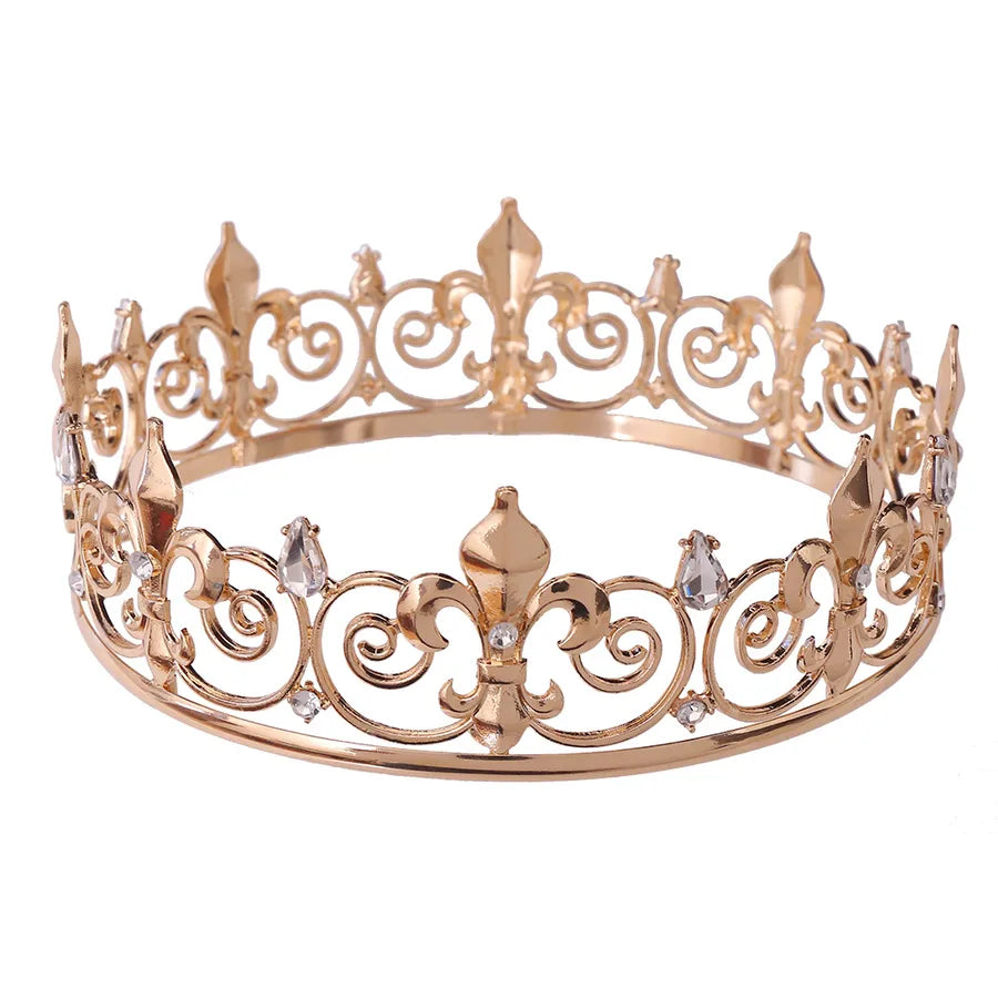 fashion crown alloy inlay artificial gemstones crown 1 piece