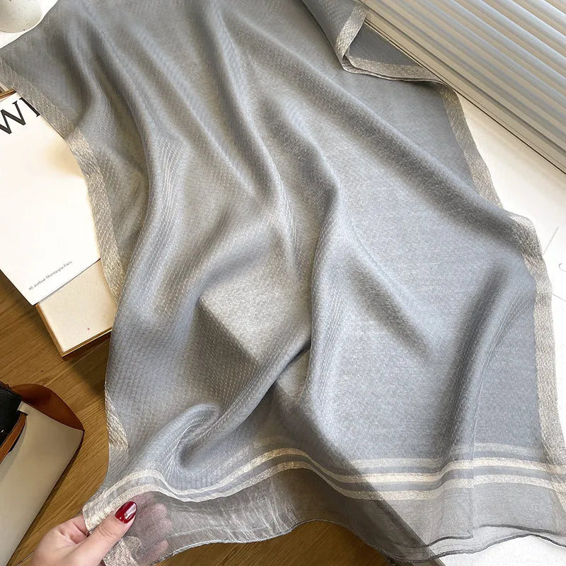 women's simple style solid color silk fleece silk scarf