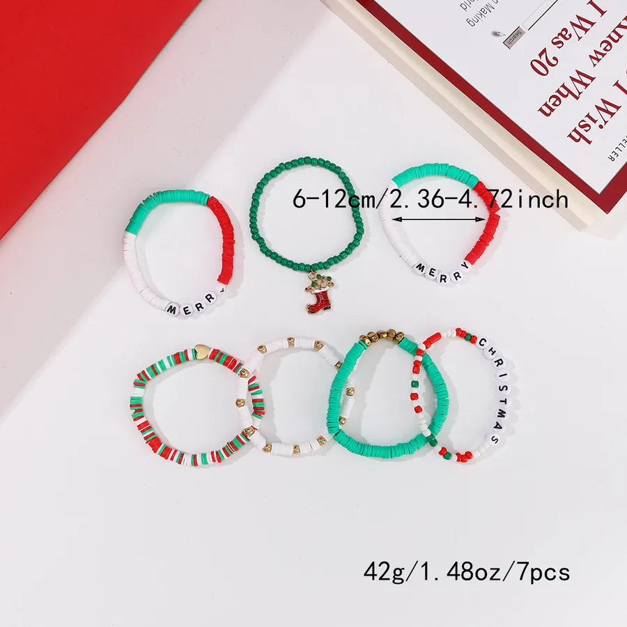 Sweet Letter Heart Shape soft clay Beaded Bracelets Christmas Wholesale