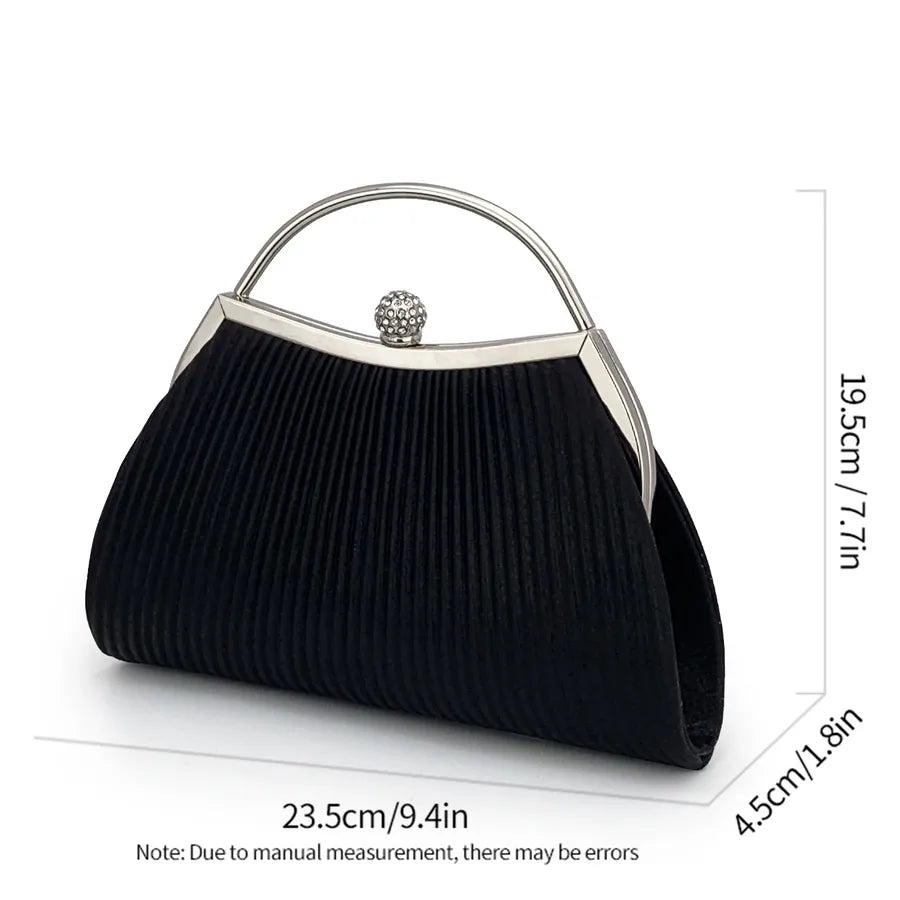 women's all seasons pu leather stripe elegant square lock clasp evening bag