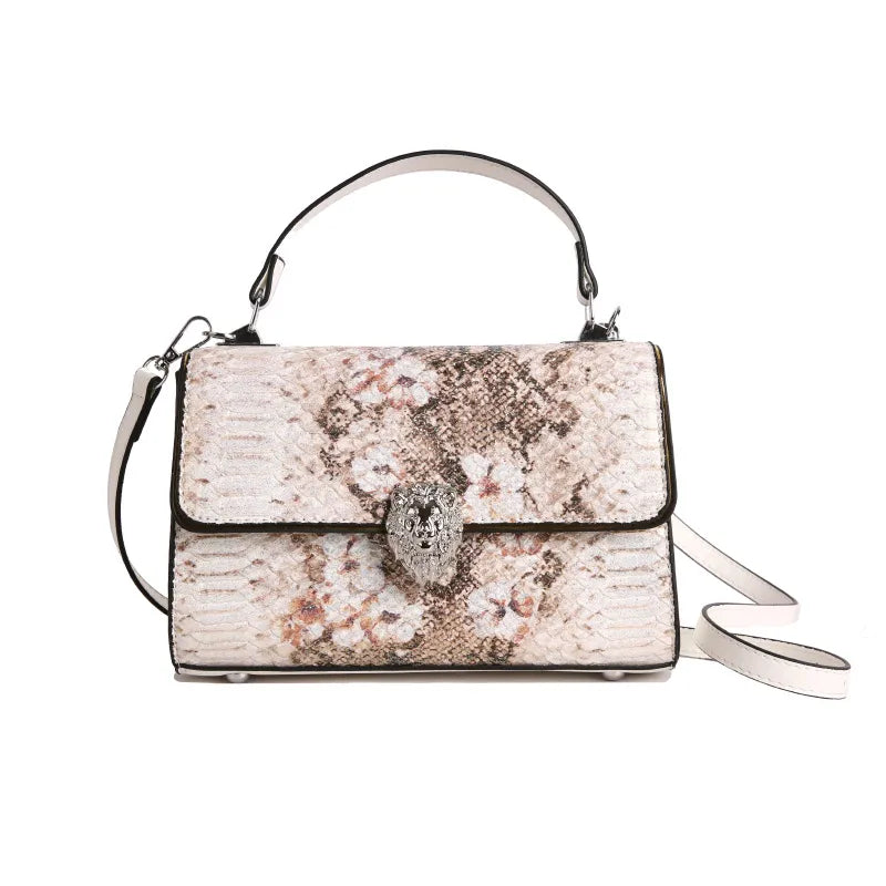 High-Grade Lion's Head Magnetic Snap Bag for Women New Retro and Fashion All-Matching Shoulder Crossbody Small Square Bag