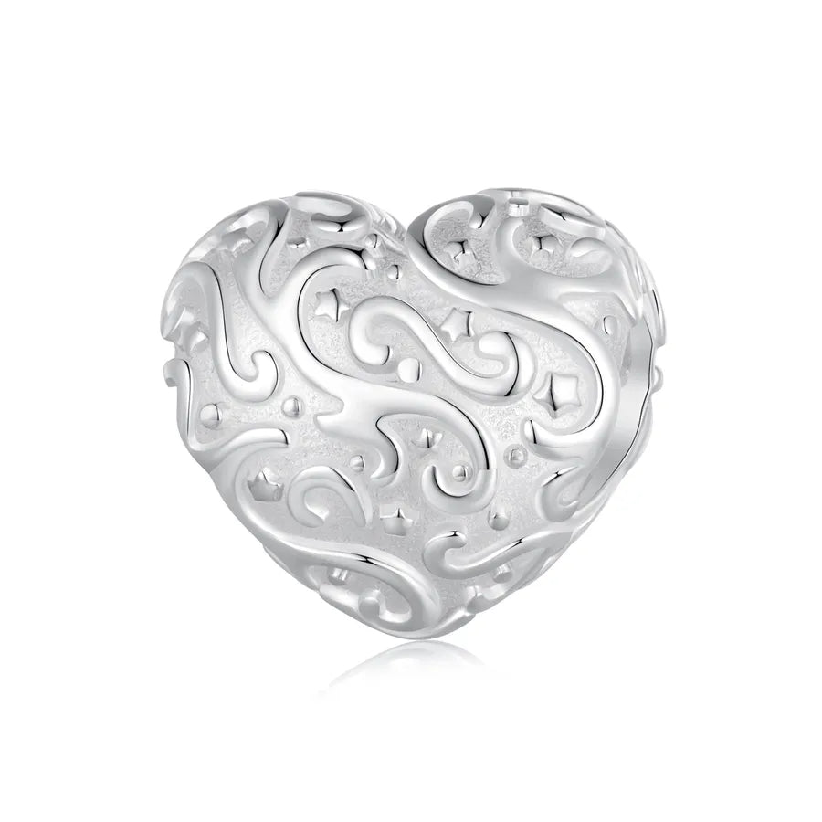 Aifule Hot Heart-Shaped Pattern DIY Beaded S925 Sterling Silver Ornament Beads Accessories Wholesale Scattered Beads