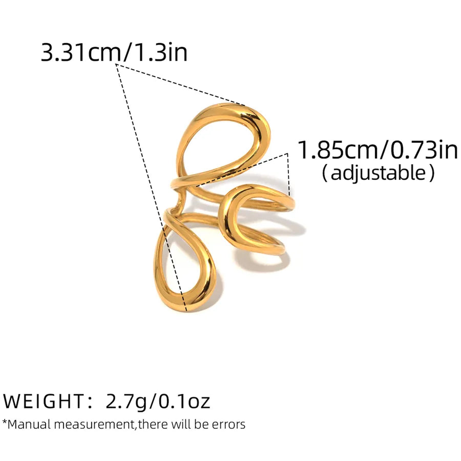 Wholesale Jewelry IG Style Casual Simple Style Geometric 304 Stainless Steel 18K Gold Plated Hollow Out Open Rings