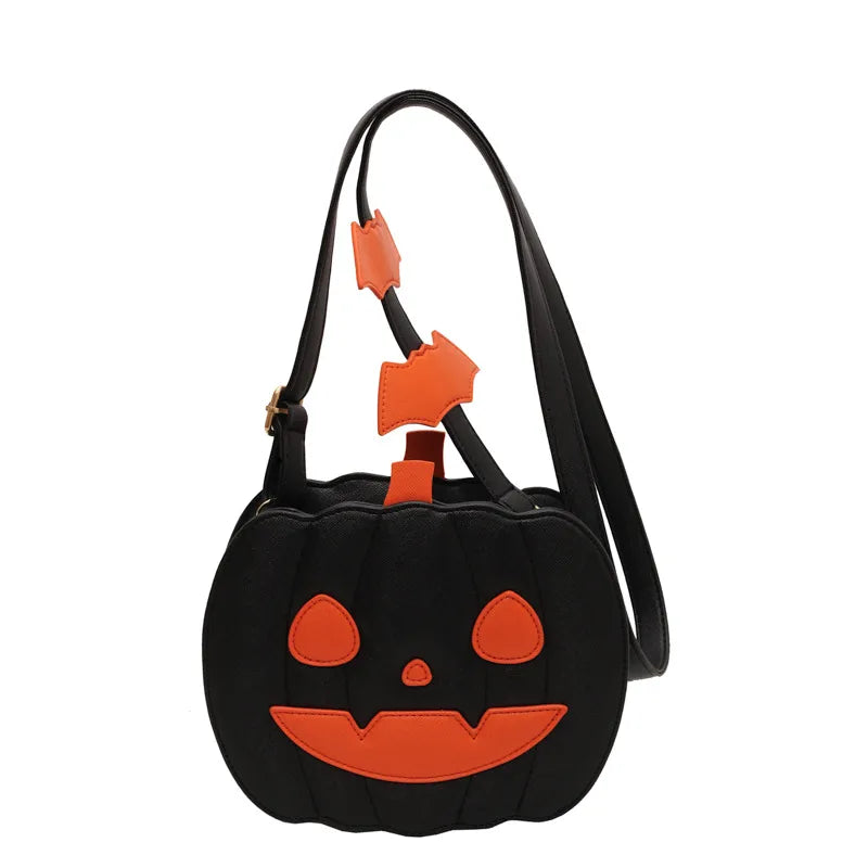 Halloween Funny Pumpkin Bag New Fashion Color Contrast Personalized Creative Trendy One-Shoulder Women's Bag Cartoon Crossbody Bag